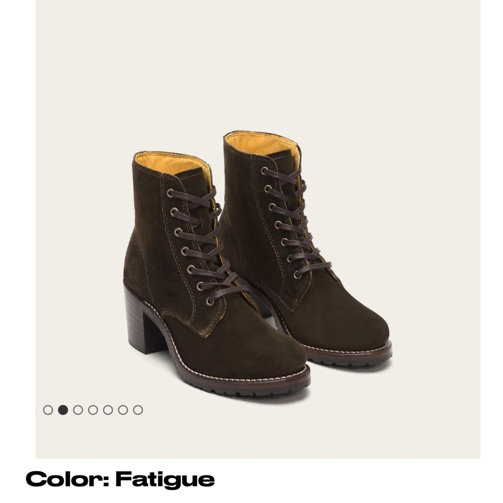 Women's Frye Olive Green suede Lace-Up Boots